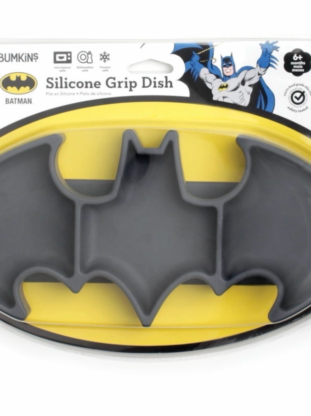 Bumkins Batman Silicone Grip Dish Suction Plate Divided Plate Baby Toddler Plate